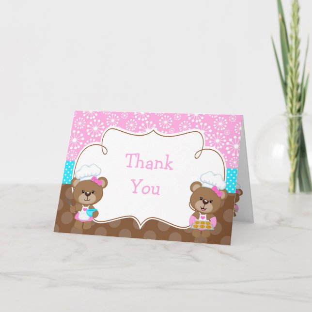 Tarjeta De Agradecimiento Fiesta del oso del chef cocinador (Anverso)