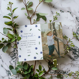 Tarjeta De Agradecimiento fiesta del primer cumpleaños de Blueberry 'Berry F