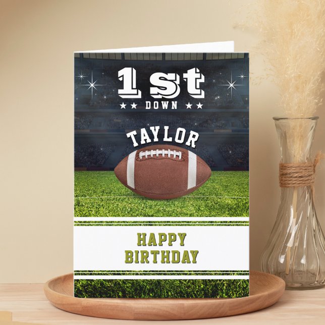 Tarjeta De Agradecimiento Fiesta del primer cumpleaños del estadio de fútbol (American Football Field 1st Birthday Party Thank You Card)