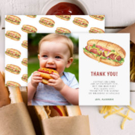 Tarjeta De Agradecimiento Fiesta del primer cumpleaños del perro caliente ac