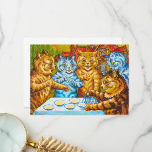 Tarjeta De Agradecimiento Fiesta del té gatos por Louis Wain