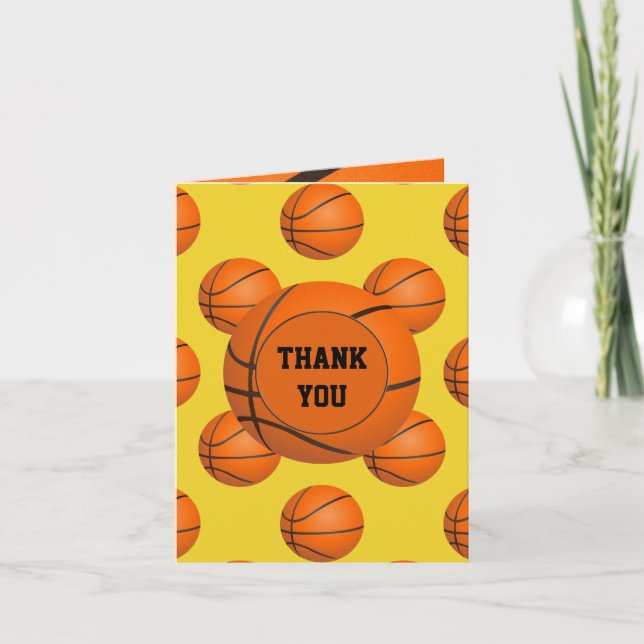 Tarjeta De Agradecimiento Fiesta deportivo Tema de baloncesto Gracias (Anverso)