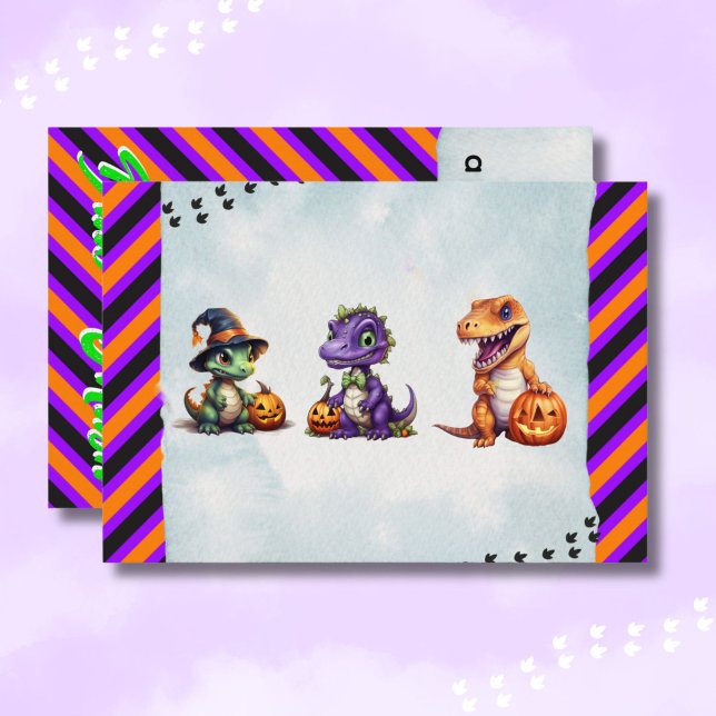 Tarjeta De Agradecimiento Fiesta Dino-Mash de los dinosaurios de Halloween (Halloween Dinosaur "Thank You" Card)