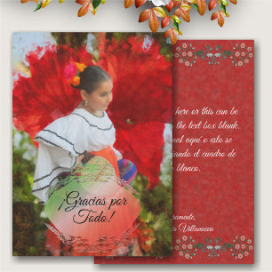 Tarjeta De Agradecimiento Fiesta Flor Gracias 2555 Gracias