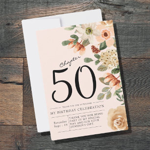 Tarjeta De Agradecimiento Fiesta floral 50 cumpleaños