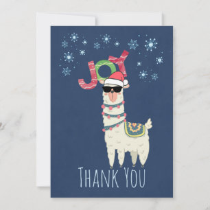 Tarjeta De Agradecimiento Fiesta Gracias Navidades Llama con copos de niev