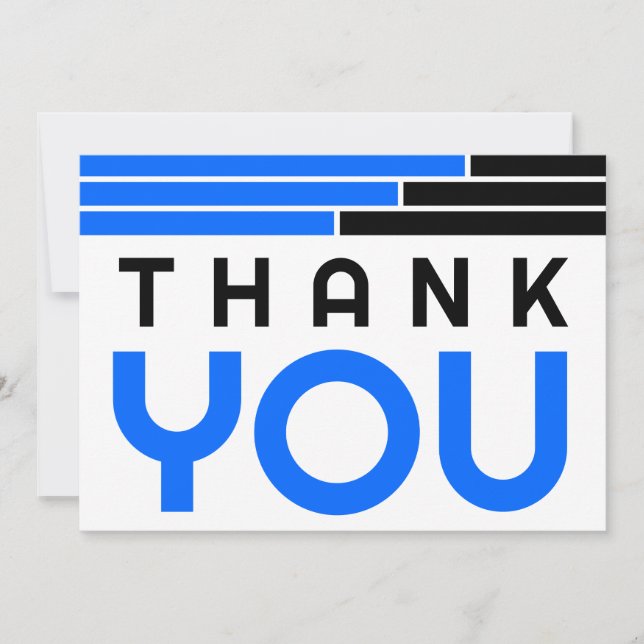 Tarjeta De Agradecimiento Fiesta Grad Blue & Black Bars (Anverso)