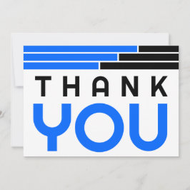 Tarjeta De Agradecimiento Fiesta Grad Blue & Black Bars