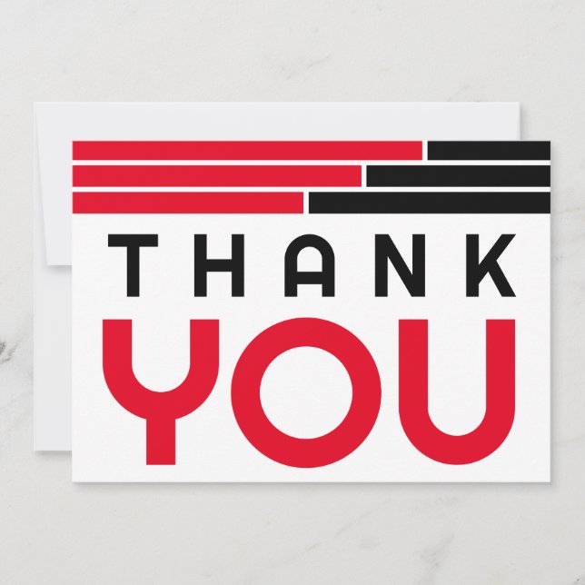 Tarjeta De Agradecimiento Fiesta Grad Red & Black Bars Grad Gracias (Anverso)