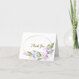 Tarjeta De Agradecimiento Fiesta Lily Rosa Flores Marco Dorado Hermoso