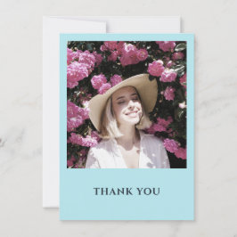 Tarjeta De Agradecimiento Fiesta Minimalista de una Foto en Azul Pastel