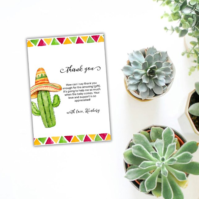 Tarjeta De Agradecimiento Fiesta moderna Cactus Taco 'Bout A Baby Shower (Modern Fiesta Cactus Taco 'Bout A Baby Shower Thank You Card)