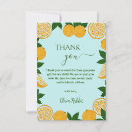 Tarjeta De Agradecimiento Fiesta Naranja Fruta Fresca Baby Shower