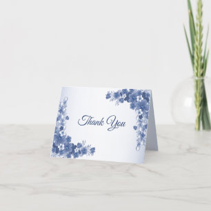 Tarjeta De Agradecimiento Fiesta nupcial Floral Azul Gris Blanco Rústico