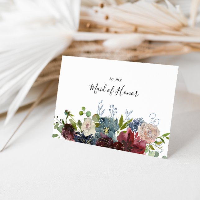 Tarjeta De Agradecimiento Fiesta nupcial floral de borgoña gracias (Subido por el creador)