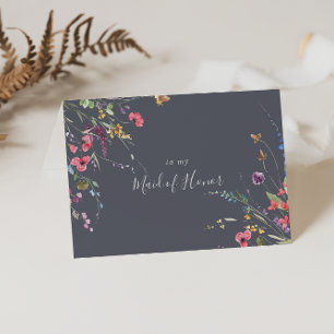 Tarjeta De Agradecimiento Fiesta Nupcial Floral Silvestre Azul Clásico