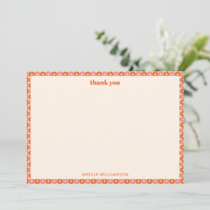 Tarjeta De Agradecimiento Fiesta Nupcial Personalizada Groovy Retro Naranja 
