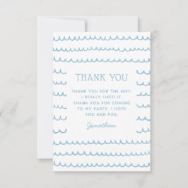 Tarjeta De Agradecimiento Fiesta oceánico costero | Nautical Waves Kids Cump