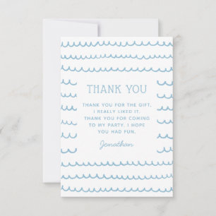 Tarjeta De Agradecimiento Fiesta oceánico costero   Nautical Waves Kids Cump