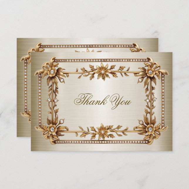 Tarjeta De Agradecimiento Fiesta Ornate Rectangle Dimond Flowiny (Anverso / Reverso)