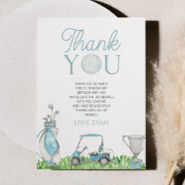 Tarjeta De Agradecimiento Fiesta por el cumpleaños del golf azul Par-Tee