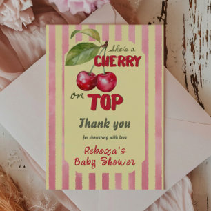 Tarjeta De Agradecimiento Fiesta Retro Cherry Cafe Rojo Amarillo para Baby S
