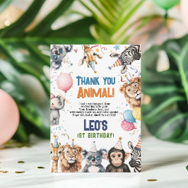 Tarjeta De Agradecimiento Fiesta salvaje llama a todos los animales Safari d