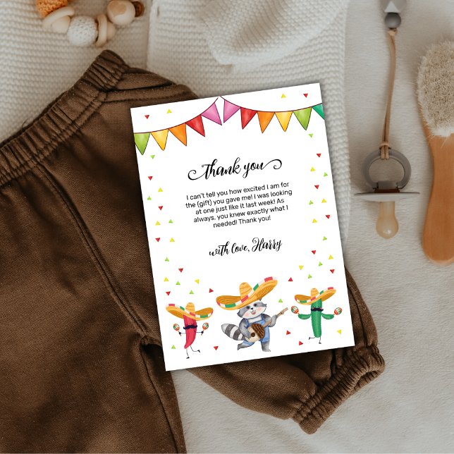 Tarjeta De Agradecimiento Fiesta Taco 'Bout A Baby Cactus Animal Baby Shower (Fiesta Taco 'Bout A Baby Cactus Animal Baby Shower Thank You Card)