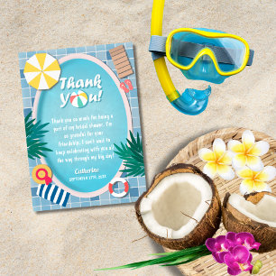 Tarjeta De Agradecimiento Fiesta Tropical de Piscina: Despedida de Soltera d