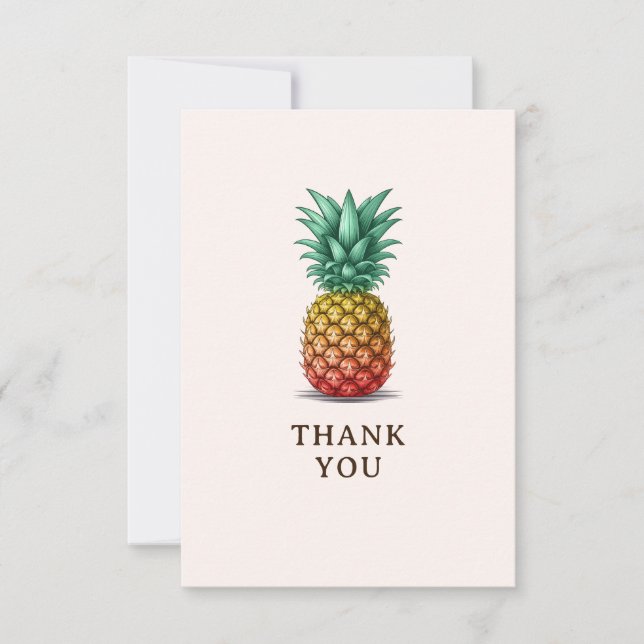 Tarjeta De Agradecimiento Fiesta tropical retro piña (Anverso)