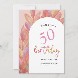 Tarjeta De Agradecimiento Fiesta tropical rosa artificial acuarela