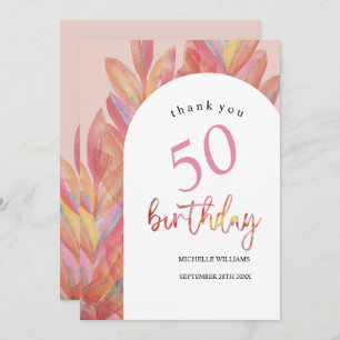 Tarjeta De Agradecimiento Fiesta tropical rosa artificial acuarela