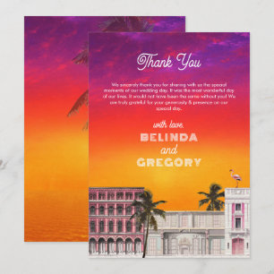 Tarjeta De Agradecimiento Fila de Arcoíris de Miami Beach Boda de Palma de C