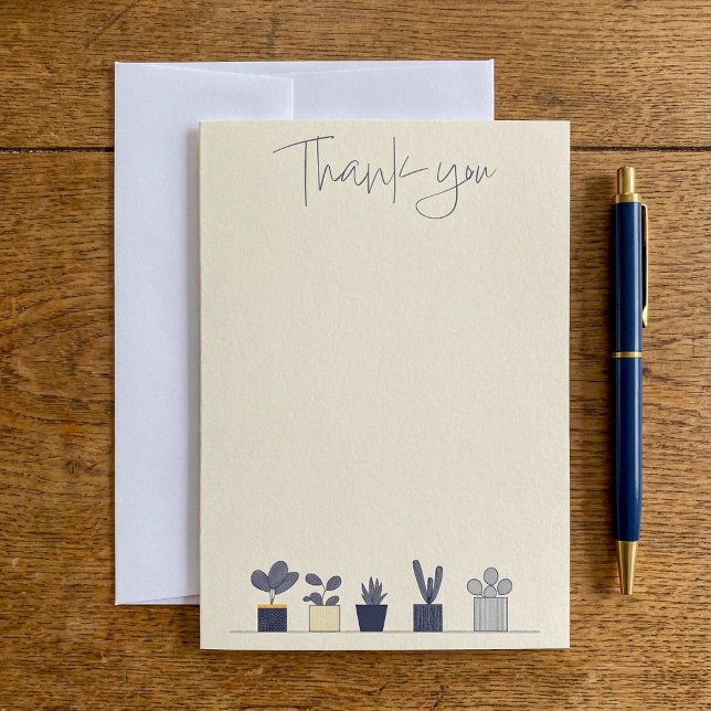 Tarjeta De Agradecimiento Fila de la planta de la casa maceta moderna gracia (Row of potted house plant modern thank you.)