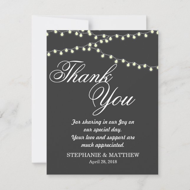 Tarjeta De Agradecimiento Filamentos elegantes de luces (Anverso)