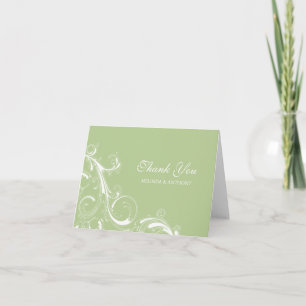 Tarjeta De Agradecimiento Filigrana de Verde en Espiral