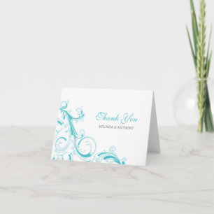 Tarjeta De Agradecimiento Filigree Swirl Blue Curacao Gracias