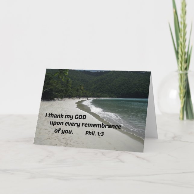 Tarjeta De Agradecimiento Filipinas 1:3 Agradezco a mi Dios por cada (Anverso)