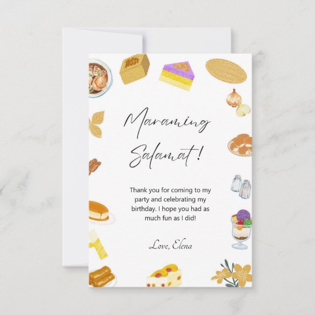 Tarjeta De Agradecimiento Filipinas: Gracias por tarjeta, comida filipina (Anverso)