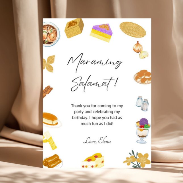 Tarjeta De Agradecimiento Filipinas: Gracias por tarjeta, comida filipina (Filipino Thank You Card Editable and Printable Philippines Themed After Party Thank You Card, Marami)