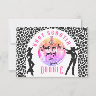 Tarjeta De Agradecimiento Fin de semana de despedida de soltera Disco Rodeo 