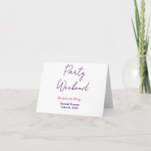 Tarjeta De Agradecimiento fin de semana de fiesta despedida de soltera nombr