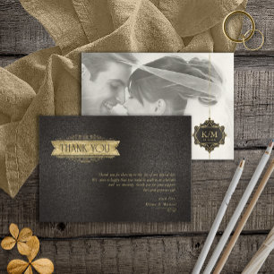 Tarjeta De Agradecimiento Fina filigrana oro boda ID871