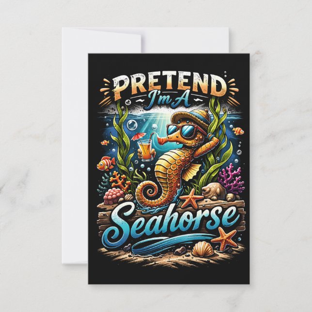 Tarjeta De Agradecimiento Finge que soy un caballito de mar (Anverso)