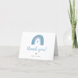 Tarjeta De Agradecimiento FINN   Arcoiris de pizarra de Boho azul turbio