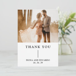 Tarjeta De Agradecimiento Fiona Foto Monograma Negrita Boda Moderna