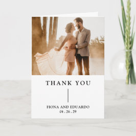Tarjeta De Agradecimiento Fiona Foto Monograma Negrita Boda Moderna
