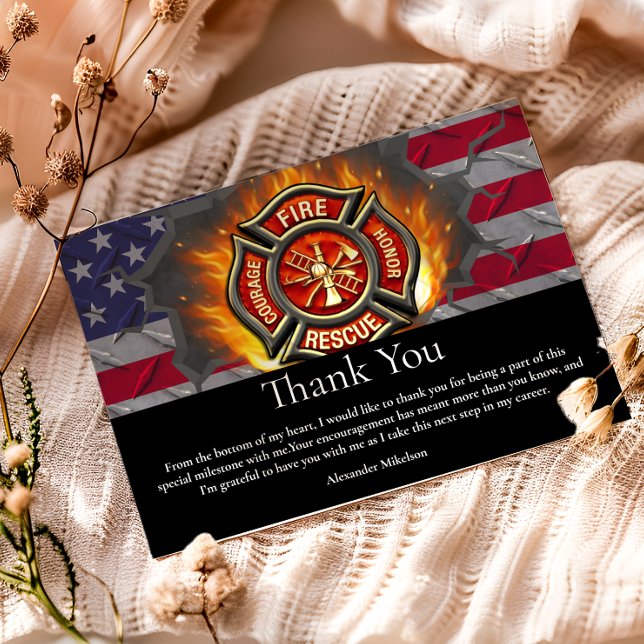 Tarjeta De Agradecimiento Firefighter Graduation Party (Subido por el creador)