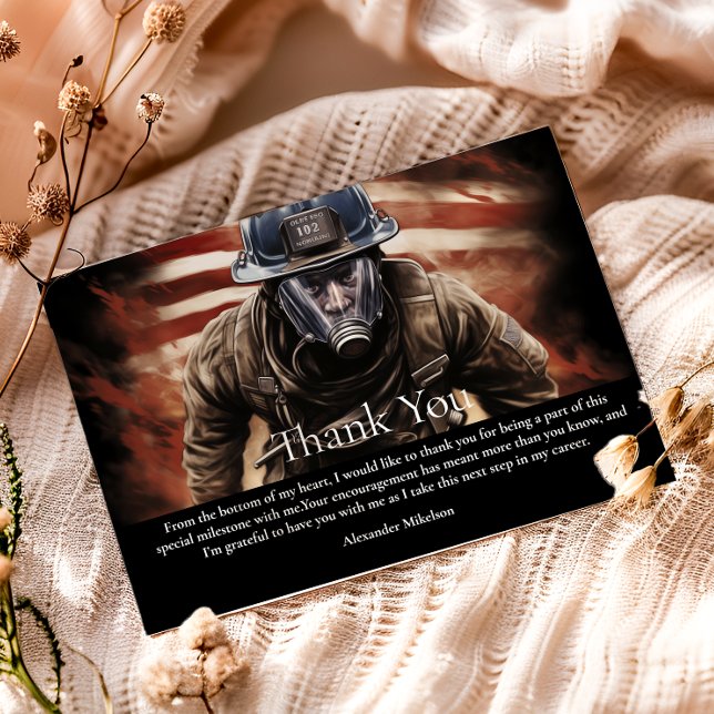 Tarjeta De Agradecimiento Firefighter Hero Graduation (Subido por el creador)