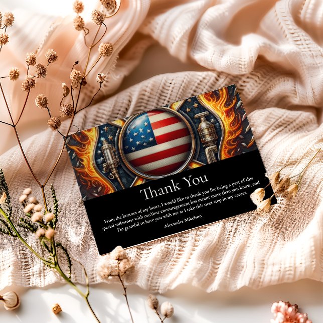 Tarjeta De Agradecimiento Firefighter Themed Senior Graduation (Subido por el creador)